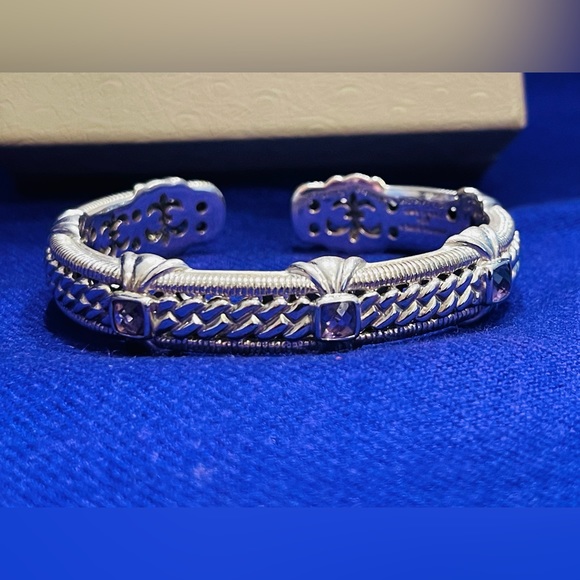 NWOT Judith Ripka Sterling Collection Amethyst Hinged Cuff Bracelet - Picture 11 of 13